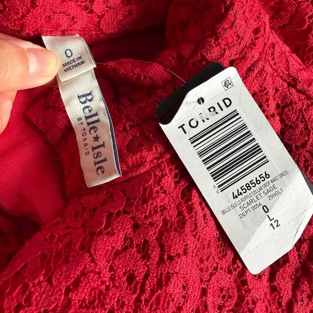 Torrid Belle Isle Red Lace Fit & Flare Dress Women's Size 0 Large 12 NWT - Picture 4 of 14